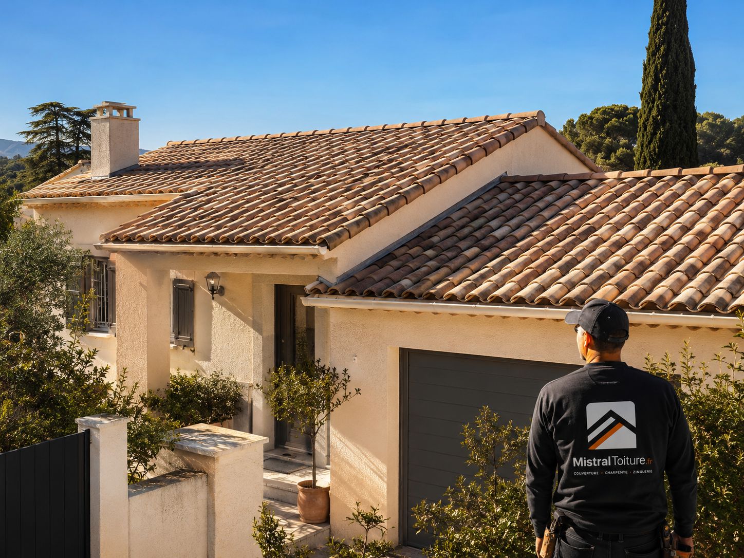 Couverture en tuiles sur maison provençale